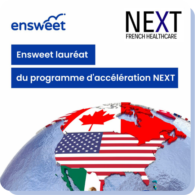 Ensweet recevant le prix du programme d'accélération NEXT, célébrant sa réussite et son innovation.